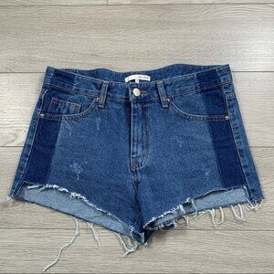 OAK+ FORT Raw Hem High Rise Jean Shorts